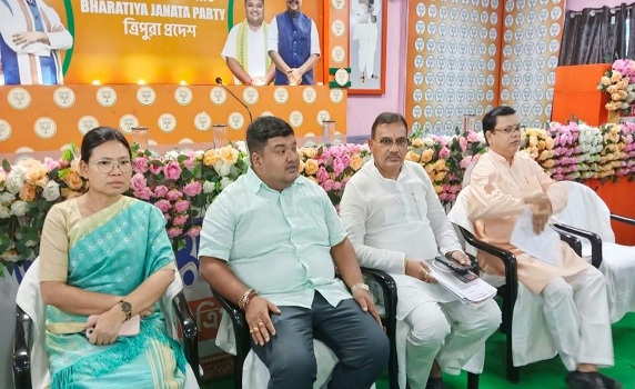 Tripura BJP president Abhishek Debroy along with three ministers reviews preparations for ‘Seva Jyoti Kalas Yatra’.